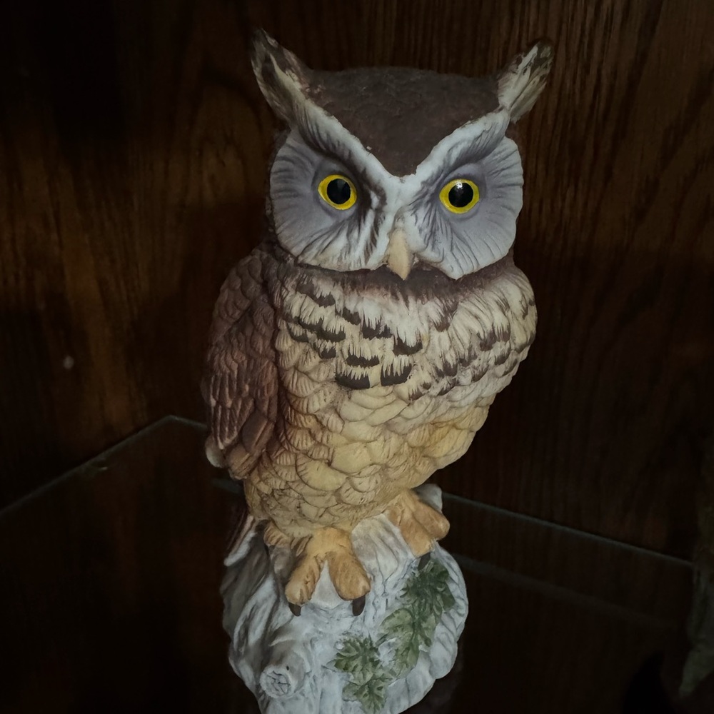 Andrea By Sadek Owl Figurine in Brown and Cream